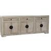 DRW Buffet con 6 ante e 3 cassetti in legno di pino e metallo in marrone decapaggio e nero 220x45x86cm