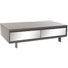 DRW Tavolino da caffè in melammina e specchio laccato in grigio chiaro 140 x 70 x 40,5 cm