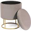 KONTE.DESIGN Pouf contenitore POLINA in Velluto Grigio