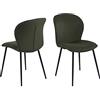AC Design Furniture Denise Sedia Da Pranzo, A: 82 x L: 43 x P: 58,5 cm, Verde Oliva, Tessuto/Metallo, 2 pz