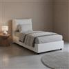 Talamo Italia - Letto singolo Milena, Letto contenitore con rivestimento in ecopelle, 100% Made in Italy, Apertura frontale, adatto per materasso Cm 80x190, Bianco