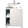 MUEBLES PITARCH | Mobile basso per lavabo, armadietto da bagno, larghezza 60cm, con ruote, 1 porta a sinistra o a destra, Bianco, modello Sintra