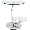 HAKU Tavolino rotondo con piano in vetro, metallo cromato, tavolino da salotto con vetro di sicurezza - Dimensioni: A 55 x Ø 52 cm Stile: Moderno