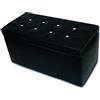 Dmora Pouf Contenitore Abino 45x90x45h cm Nero Forma Rettangolare Colore Rivestimento Nero, Imbottitura Poliuretano Espanso Made in Italy