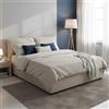 Talamo Italia - Letto matrimoniale Denise, Letto contenitore con rivestimento in tessuto, 100% Made in Italy, Apertura frontale, con materasso Cm 160x190 incluso, Beige