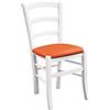 Fashion Commerce Set di Due sedie Laccato fondino in Ecopelle Color, Legno massello, Bianco, Arancione, 2, unità