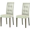 KONTE.DESIGN Set di 2 sedie PALMAROLA in ecopelle beige, con bottoni, gambe in legno, 50x50x100 cm