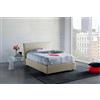Dmora Talamo Italia Letto contenitore Una piazza e mezza Anna, Made in Italy, Letto con rivestimento in tessuto, Apertura frontale, adatto per materasso cm 120x200, Panna