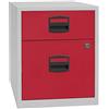 Bisley Home - Mobiletto Mobile Pfa, 1 cassetto Universale, 1 cassetto HR, Metallo, 506 Corpo Grigio Chiaro, Frontali Rosso cardino, 40 x 41,3 x 52.8 cm