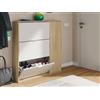 Dmora - Scarpiera Provo, Armadio portascarpe a 4 Ante, Mobile Basso Multiuso con 5 Ripiani, Scarpiera Moderna, 106x22h115 cm, Rovere e Bianco