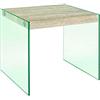 HAKU Tavolino Rovere Chiaro, Metallo, Vetro di Sicurezza 8 mm - Dim. L 40 cm x A 35 cm x P 35 cm, Stile Moderno