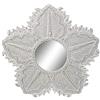 DRW Specchio da parete in MDF con foglie intagliate in bianco anticato, 112 x 2,5 x 112 cm