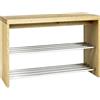 HAKU Panca per Scarpe Cromo, Rovere, Impiallacciatura in Vero Legno, MDF, Metallo, Pannello a Nido d'Ape - Dim. L 81 cm x A 55 cm x P 30 cm, Stile Moderno
