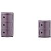 Kartell Componibili Contenitore, Abs, Viola, 32 X 32 X 59 Cm & Componibili Contenitore 2 Elementi, Base Tonda, Abs, Viola, 32 X 32 X 40 Cm