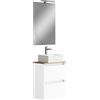 Baikal MAIA 280034332, Set da bagno MAIA. Mobile piccolo con lavabo in ceramica e specchio con applique a LED. Doppio spazio 1 anta a battente e 1 cassetto. Finitura colore bianco Misure 50 x 60 x 30