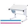 Inter Link - Scrivania regolabile in altezza - Scrivania per bambini - Scrivania per studenti - Scrivania per adolescenti - Scrivania con ripiano estraibile - Bianco - Dettagli in 3 colori - Milo