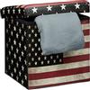Relaxdays Sgabello Contenitore, 38x38x38 cm, Pouf Portaoggetti, USA, Pelle Finta, Coperchio Imbottito, Multicolore