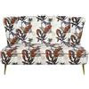 DRW Divano in legno e poliestere con foglie e zebre 145x78x88cm
