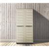 Dmora Armadio da Esterno Avelgem, Armadio Balcone Multiuso, Mobile Porta Scope 2 Ante, 100% Made in Italy, 70x47h178 cm, Beige e Marrone, Finitura Righe