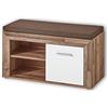 Stella Trading TEXAS - Scarpiera con seduta in stile Yaki Oak, colore bianco, comoda panca con spazio per il vostro corridoio, 96 x 53 x 38 cm (L x A x P)