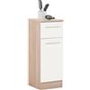 Pelipal Mobile da bagno Quickset 380 in bianco lucido/rovere Sanremo Terra, larghezza 30 cm, mobiletto con 1 porta, 1 cassetto e 1 ripiano