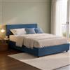 Talamo Italia Letto Matrimoniale Bibiana, Letto Contenitore con Rivestimento in Tessuto, 100% Made in Italy, Apertura Frontale, con Materasso Cm 160x190 Incluso, Blu