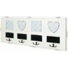 HAKU Appendiabiti da Parete Bianco Antico, Legno Massiccio, MDF - Dim. L 63 cm x A 26 cm x P 3 cm, Stile Industriale