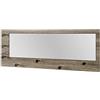 HAKU Möbel Appendiabiti da parete cromo, rovere tartufo, MDF, metallo, specchio - Dim. L 80 cm x A 30 cm x P 6 cm, Stile Moderno