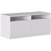 Iconico Home MIK Mobile TV con vani a Giorno e 2 Ante a Battente, con Maniglie Integrate, Legno ingegnerizzato, Bianco Opaco, 120x44,5xh53,5 cm
