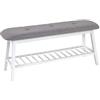 HAKU Panca portascarpe imbottita grigio bianco Bambù Scarpiera con imbottita Seduta Tessuto - Dim. L 100 cm x A 44 cm x P 30 cm Stile Classico