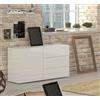 Dmora Credenza Enrico, Madia da Cucina a 1 Anta e 3 cassetti, Buffet da Soggiorno, Madia da Cucina, 100% Made in Italy, cm 110x40h35, Bianco Lucido
