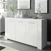Dmora - Credenza Bellevue, Buffet da soggiorno, Mobile porta TV, Madia per salotto, Armadio moderno a 3 ante, 144x42h80 cm, Bianco