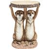 Kare Design tavolino Animal Meerkat sisters, marrone/beige, 33cm, altezza 53cm, suricate, tavolino da caffé, d`appoggio, animali, ripiano in legno