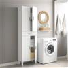 Dmora Armadio Multiuso Grande Oxnard 29x182h cm Bianco Bianco Lucido un Cassetto 2 Ripiani, 4 Vani