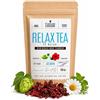 CAMINO DE CABRAS Tisana rilassante e digestiva per dormire bene, Infuso calmante contro ansia e stress, Camomilla, Liquirizia, Cannella, Iperico, Melissa, Luppolo, Cardamomo, Tisane Relax, Ingredienti naturali 100g