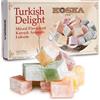 DORiMED Loukoums in diversi gusti 500 g I Delizia turca ai gusti di rosa, limone, arancia e menta | Dolci tradizionali | Vegan | Halal | Kosher | morbidi Dessert Lokum (Loukoumi) | Senza glutine I Koska