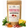 CAMINO DE CABRAS Nº002 PURIFYING TEA - TE DETOX - Tisana Drenante Forte - Diuretico - FONTE DI VITAMINE E MINERALI - Tè verde, Curcuma, Zenzero, Tarassaco, Equiseto, Ananas - Detox Tea - Ingredienti Naturali 100 gr