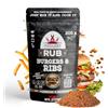 Poppamies Rub Burger e Costine, Marinatura a Secco e Condimento Perfetti per Manzo, Maiale - Ottimo per Griglia, Forno, Bollitore e Padella - Il Miglior BBQ Americano - Confezione Grande (200 g)
