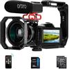 ORDRO Videocamera 4K WiFi Ultra HD Vlog Camera per YouTube, Visione Notturna IR Videoregistratore con Microfono, Obiettivo Largo, Paraluce, 2 Batterie