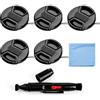 Fotover Lens Cap Bundle, 5 pezzi universale scatto centro Pinch anteriore copriobiettivo set con panno di pulizia in microfibra per Canon Nikon Sony Olympus DSLR + obiettivo della fotocamera penna di