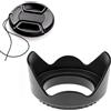 FANZR Paraluce a tulipano da 55 mm e copriobiettivo 55 mm, compatibile con Nikon D5600 D5500 D3500 D3400 D7500 Kit fotocamera AF-P DX 18-55mm f/3.5-5.6G VR Lens (1+1 pezzo)