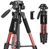ZoMei Treppiede Fotocamera, ZOMEI Q111 Treppiede per Cellulare, Treppiede Leggero in Alluminio da 140cm con Testa Pan Girevole a 3 Vie, Supporto per Telefono e Borsa da Transporto - Rosso