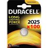 Duracell Scatola di 100 x Duracell 2025 3 V batterie al litio - potenza a lunga durata garantita DL2025 CR2025
