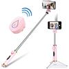 seaNpem Treppiede Bluetooth Selfie Stick All-In-One Staccabile Bluetooth Selfie Stick con Treppiede Stand Estende fino a 34 pollici, per iPhone X/XS max/XR/XS/8/7/6/Plus, Samsung S7/S8/S9, Android (rosa)