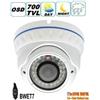 BW BWET7 HD 1/3 Sony CCD EFFIO-E 700TVL IR antivandalo telecamera di sorveglianza CCTV Dome con obiettivo 2.0 Megapixel 2.8-12mm, visione notturna 30M per sistemi di sicurezza domestica
