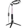 Fonrest LED Squillare Luce con Treppiede Selfie Stick, 6-pollici Dimmerabile Pavimento/Tavolo Lampada Anulare per Trucco, Trasmissione in diretta, Youtube, Video blog, Fotocamera Riprese (Rosa)