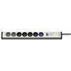EHMANN Master/Slave PRO 0615x00078001 Ciabatta elettrica in alluminio, 5+2 prese (1 master, 4 slave, 2 permanenti), soglia di commutazione regolabile 7-100 Watt, protezione da sovratensione, cavo di