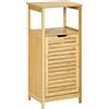Kleankin Mobiletto Bagno Multifunzionale in MDF e Bambù con Cesto per Bucato e Giocattoli 40x30x86.5cm Colore Naturale per Organizzazione Spazio|Aosom