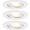 Paulmann 92898 Led Nova Faretto da Incasso Rotondo, Ip65, 7 W, Set Completo di 3 Faretti da Incasso con Lampadina Gu10 Bianca Orientabile, In Alluminio Opaco, 7 W