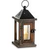 Romadedi Lanterna Legno Porta Candele - Rustico Portacandele Decorativo Arredo Shabby Chic Lanterna per Casa da Interno Esterno Vintage Decorazione Tavola Natalizio 28 cm, Marrone